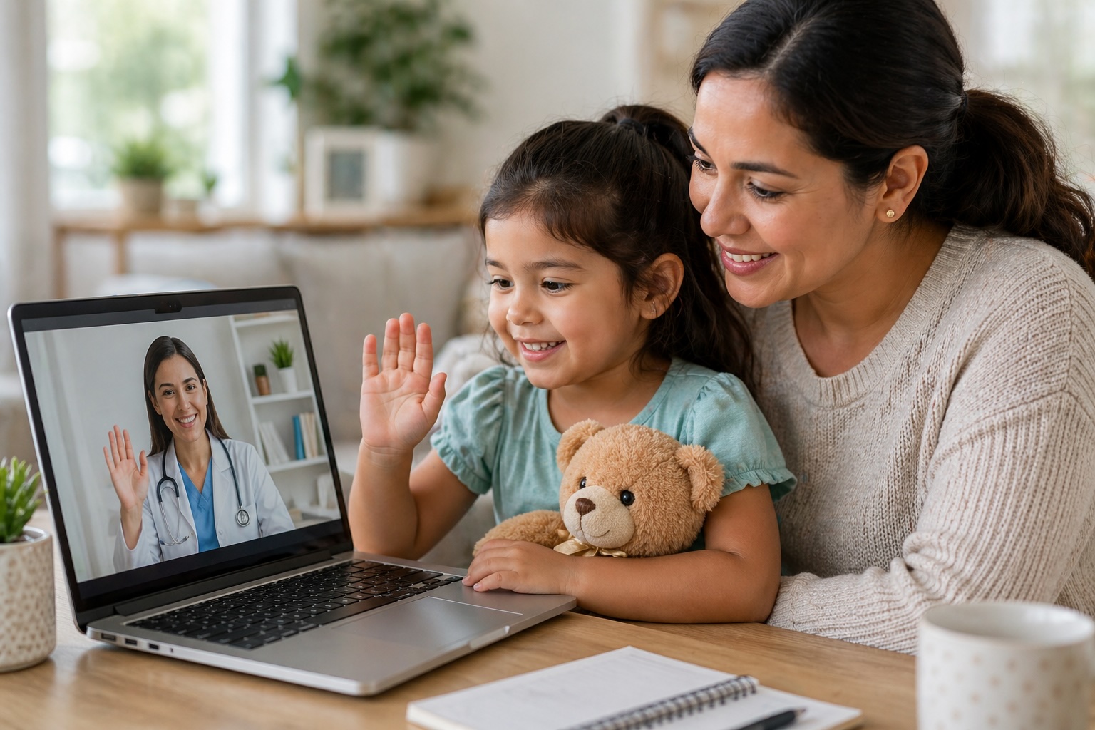 Parent and child using pediatric telehealth for the Basic Child Plan